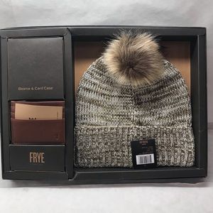 Frye Beanie & Card Case Tan Marl